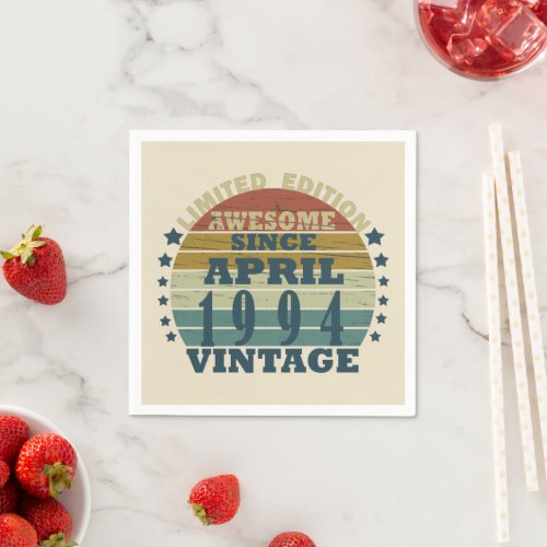 Born in april 1994 vintage birthday napkins