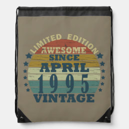 born in april 1995 vintage birthday drawstring bag