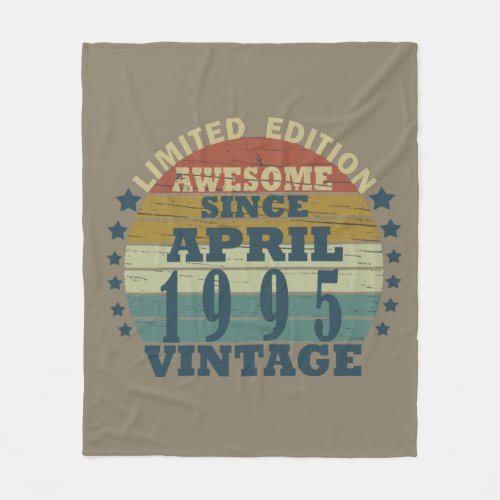 born in april 1995 vintage birthday fleece blanket