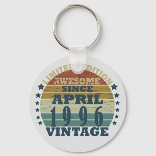 Born in april 1996 vintage birthday keychain