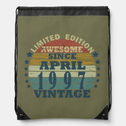 Born in april 1997 vintage birthday drawstring bag