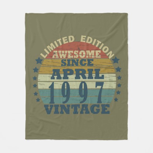 Born in april 1997 vintage birthday fleece blanket