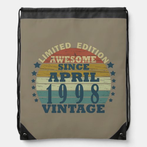 Born in april 1998 vintage birthday drawstring bag