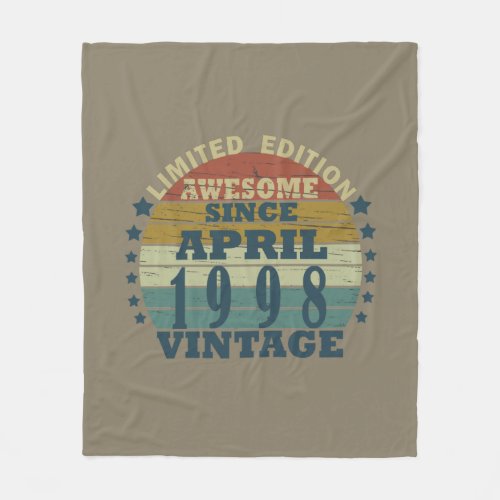 Born in april 1998 vintage birthday fleece blanket