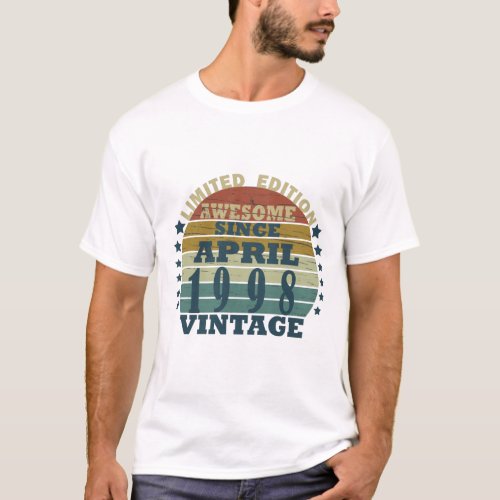 Born in april 1998 vintage birthday T_Shirt