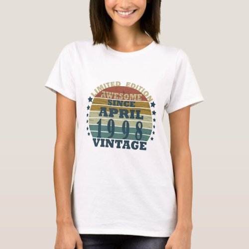 Born in april 1998 vintage birthday T_Shirt