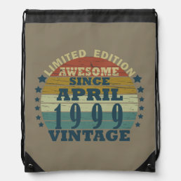 Born in april 1999 vintage birthday drawstring bag