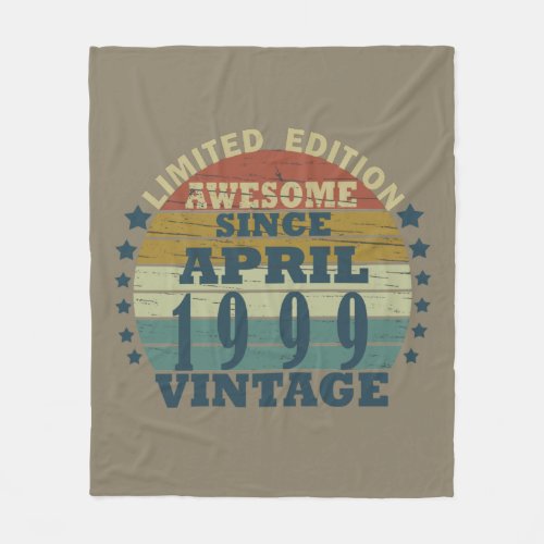 Born in april 1999 vintage birthday fleece blanket