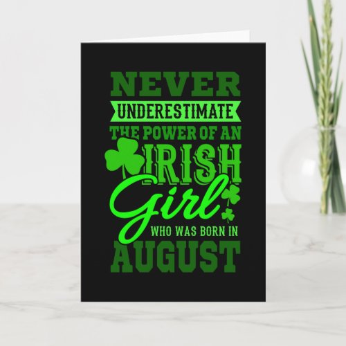 BORN IN AUGUST Birthday Irish Girl Women Mom Card