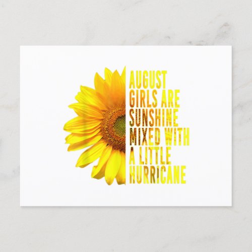 Born In August Womans Birthday Sunflower Lover Flo Holiday Postcard