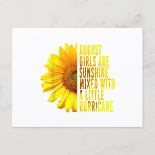 Born In August Womans Birthday Sunflower Lover Flo Postcard
