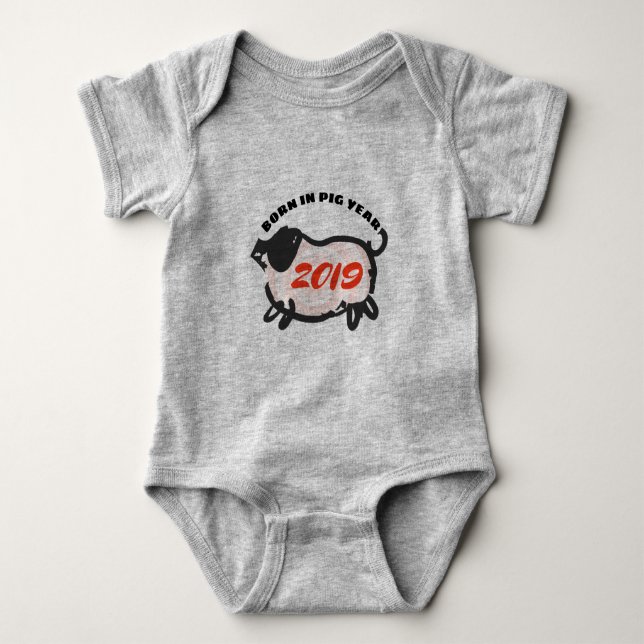 Born in Chinese Pig Year 2019 Baby Bodysuit (Front)