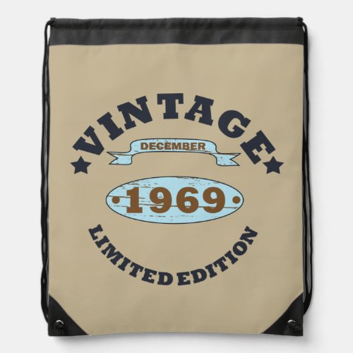 born in december 1969 vintage birthday drawstring bag