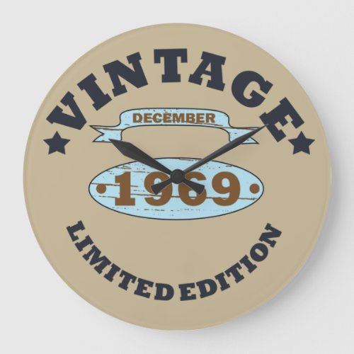 born in december 1969 vintage birthday large clock