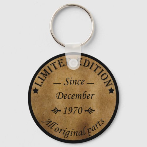 born in december 1970 vintage birthday keychain