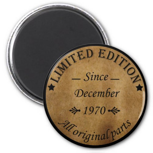 born in december 1970 vintage birthday magnet