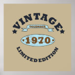 born in december 1970 vintage birthday poster<br><div class="desc">You can add some originality to your wardrobe with this limited edition original birthday rustic vintage retro-looking design with awesome typography font lettering, it is a great gift idea for men, women, husband, wife girlfriend, and a boyfriend who will love this one-of-a-kind artwork. The best unique and funny holiday present...</div>