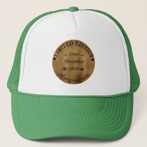 born in december 1970 vintage birthday trucker hat