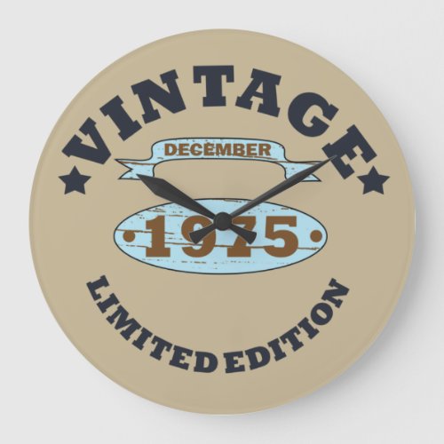 born in december 1975 vintage birthday large clock