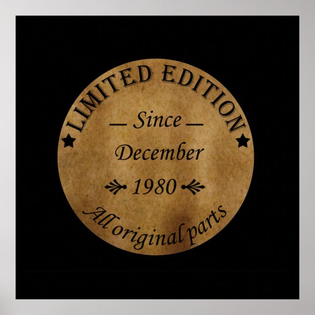 born in december 1980 classic rustic poster (Front)