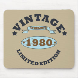 born in december 1980 vintage birthday mouse pad