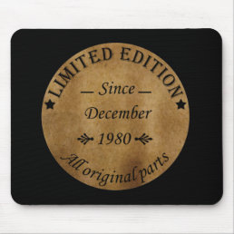 born in december 1980 vintage birthday mouse pad