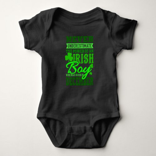 BORN IN DECEMBER Birthday Irish Boy Men Dad Baby Bodysuit