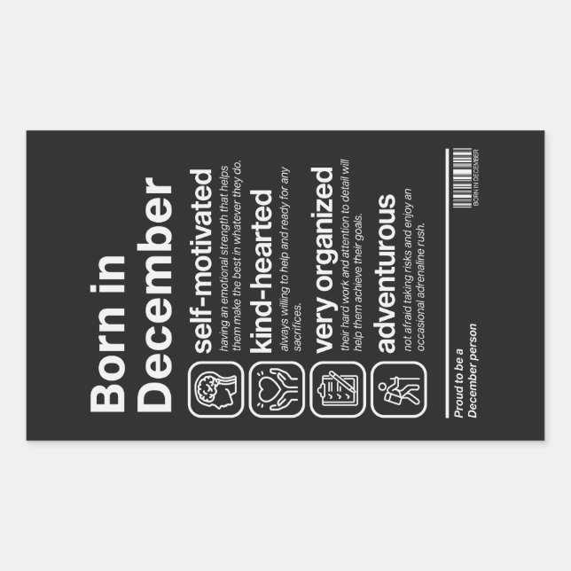 Born In December Personality Rectangular Sticker (Front)