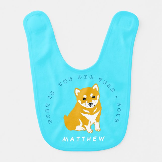 Born in Dog Year 2018 Baby Bib (Front)