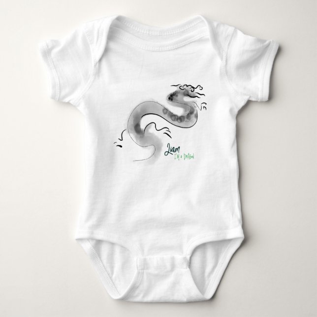 Born in Dragon Year 2024 Original personalized BBs Baby Bodysuit (Front)