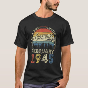 Born In February 1945 77 Yrs Tee Vintage 77Th Birt
