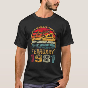 Born In February 1981 40Th Birthday Retro 40 Years T-Shirt