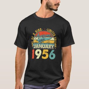 Born In January 1956 66Th Birthday Gift Retro 66 Y T-Shirt