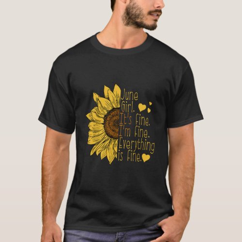Born In June Sunflower Birthday Gift Women Funny T_Shirt
