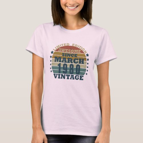 born in march 1980 vintage birthday T_Shirt