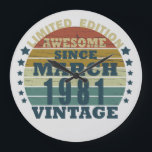 Born in March 1981 vintage birthday Large Clock<br><div class="desc">You can add some originality to your wardrobe with this original 1981 vintage sunset retro-looking birthday design with awesome colors and typography font lettering, is a great gift idea for men, women, husband, wife girlfriend, and a boyfriend who will love this one-of-a-kind artwork. The best amazing and funny holiday present...</div>