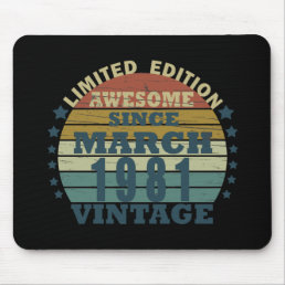 Born in March 1981 vintage birthday Mouse Pad