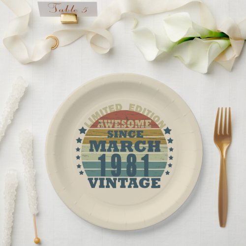 born in march 1981 vintage birthday paper plates