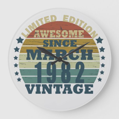 Born in March 1982 vintage birthday Large Clock