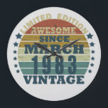 Born in March 1983 vintage birthday Large Clock<br><div class="desc">You can add some originality to your wardrobe with this original 1983 vintage sunset retro-looking birthday design with awesome colors and typography font lettering, is a great gift idea for men, women, husband, wife girlfriend, and a boyfriend who will love this one-of-a-kind artwork. The best amazing and funny holiday present...</div>