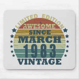 Born in March 1983 vintage birthday Mouse Pad