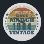 born in march 1984 vintage birthday large clock<br><div class="desc">You can add some originality to your wardrobe with this original 1984 vintage sunset retro-looking birthday design with awesome colors and typography font lettering, is a great gift idea for men, women, husband, wife girlfriend, and a boyfriend who will love this one-of-a-kind artwork. The best amazing and funny holiday present...</div>
