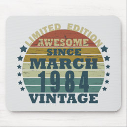 born in march 1984 vintage birthday mouse pad