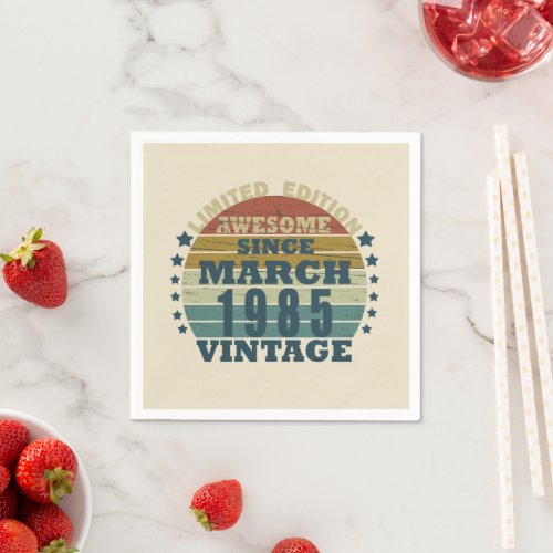 born in march 1985 vintage birthday napkins