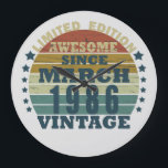 born in march 1986 vintage birthday large clock<br><div class="desc">You can add some originality to your wardrobe with this original 1986 vintage sunset retro-looking birthday design with awesome colors and typography font lettering, is a great gift idea for men, women, husband, wife girlfriend, and a boyfriend who will love this one-of-a-kind artwork. The best amazing and funny holiday present...</div>