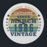 born in march 1986 vintage birthday large clock<br><div class="desc">You can add some originality to your wardrobe with this original 1986 vintage sunset retro-looking birthday design with awesome colors and typography font lettering, is a great gift idea for men, women, husband, wife girlfriend, and a boyfriend who will love this one-of-a-kind artwork. The best amazing and funny holiday present...</div>