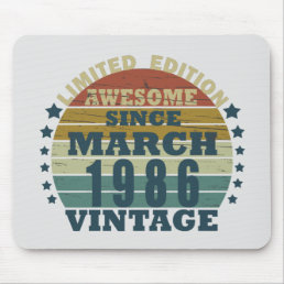 born in march 1986 vintage birthday mouse pad