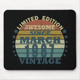 born in march 1987 vintage birthday mouse pad