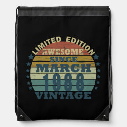 born in march 1988 vintage birthday drawstring bag