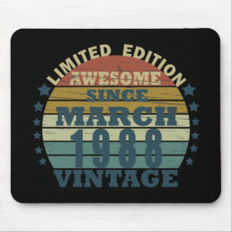 born in march 1988 vintage birthday mouse pad